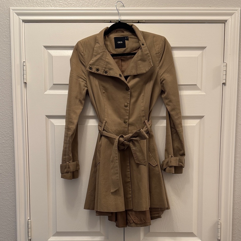 ASOS Belted Trench Coat - high low skirt